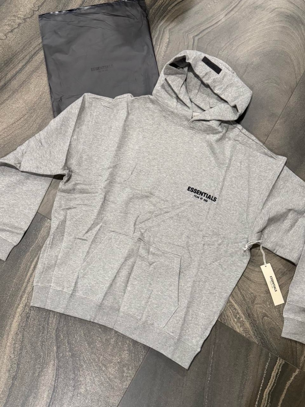 Essentials Men's Heather Gray Logo Hoodie size L